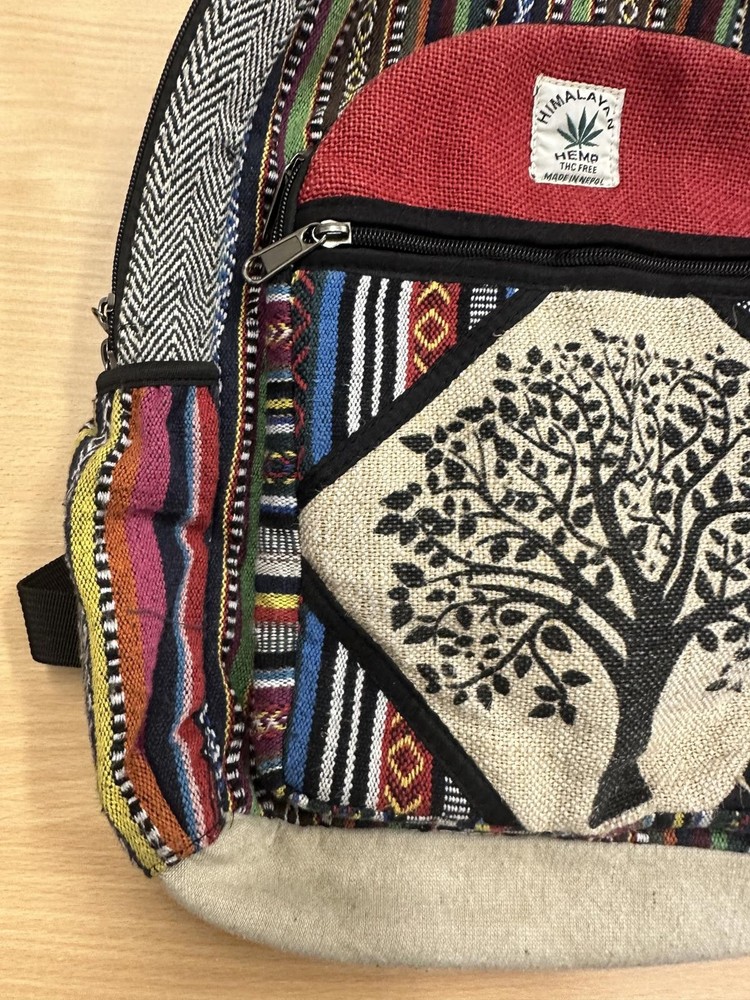 Himalayan Hemp Multi-Coloured Hemp Backpack with Tree Design
