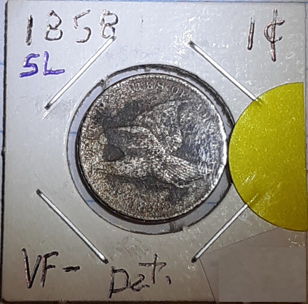1858 SL Flying Eagle Cent (VF- Detail)