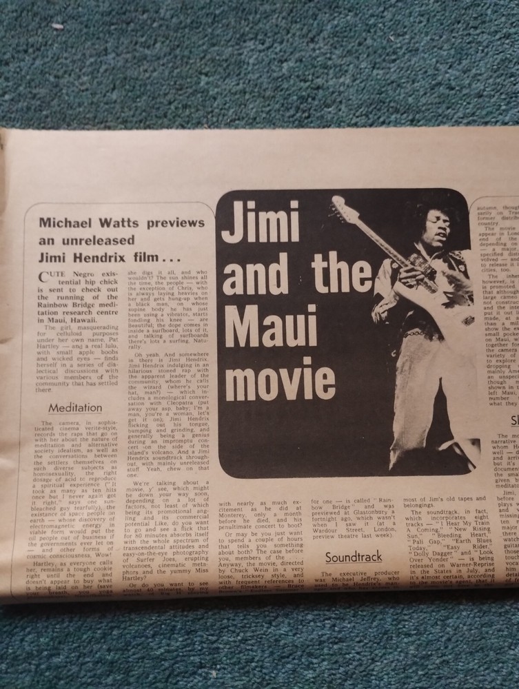 Sk23 Ephemera 1971 Pop Article Jimi Hendrix