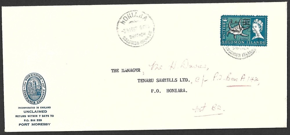 (BL) British Solomon Islands 1950s-60s covers x 5