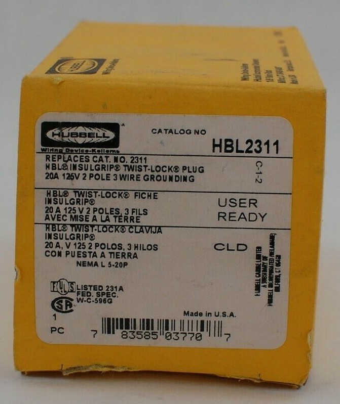 Hubbell HBL2311 Insulgrip Twist-Lock Plug