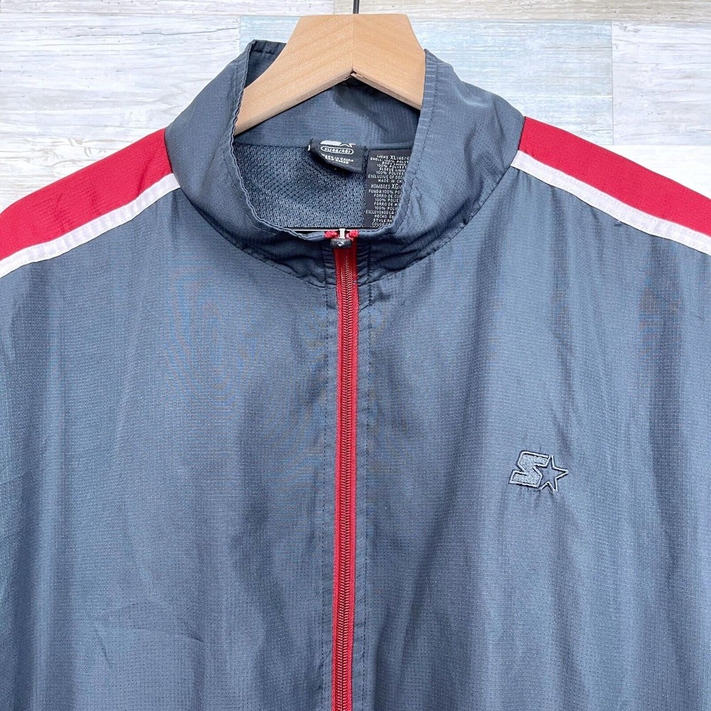 Starter Basic Track Jacket Black Red Full Zip Mock Neck Mesh Lined Mens XL