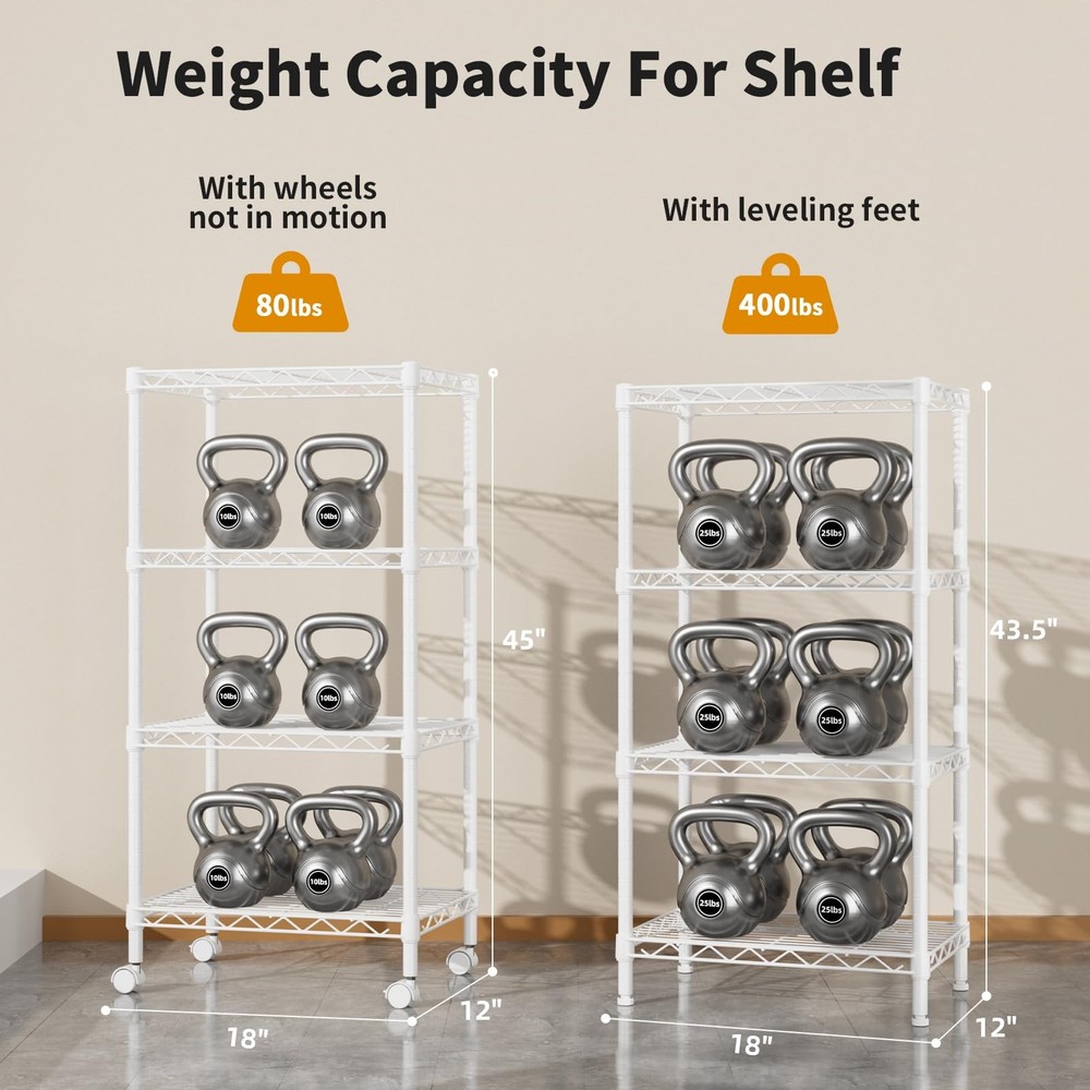 Golpart 4-Tier Metal Wire Shelving Unit, Adjustable Storage Rack, Rust-Resistant