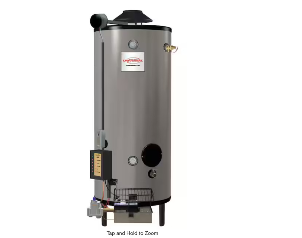 Rheem GN75-125 Natural Gas Commercial Water Heater, 75 Gal 125,000 BTU Low NOx