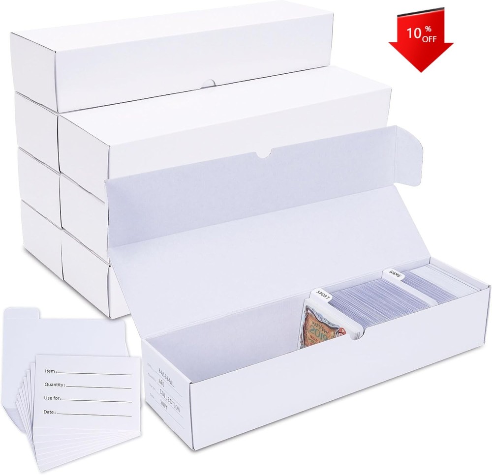 Trading Card Storage Boxes,8-Pack • Includes Dividers and Labels,14.4-inch Width