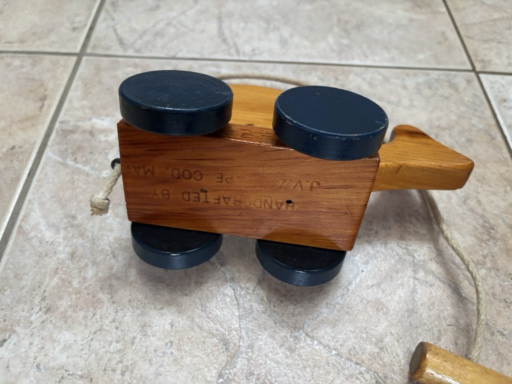 Hand Crafted on Cape Cod Wood Whale Pull Toy