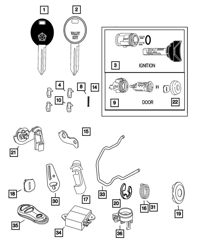 Genuine Mopar Valet Key 05019131AA