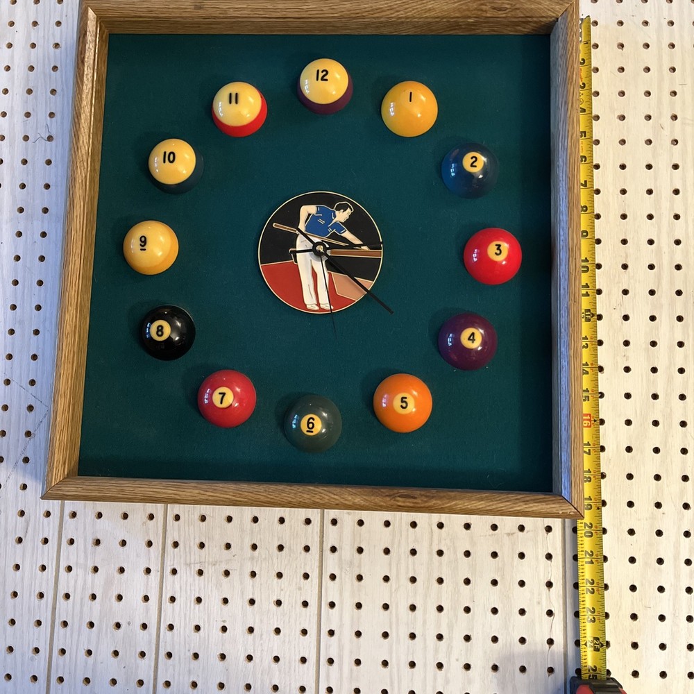 POOL TABLE Billiard Room Clock VINTAGE Works