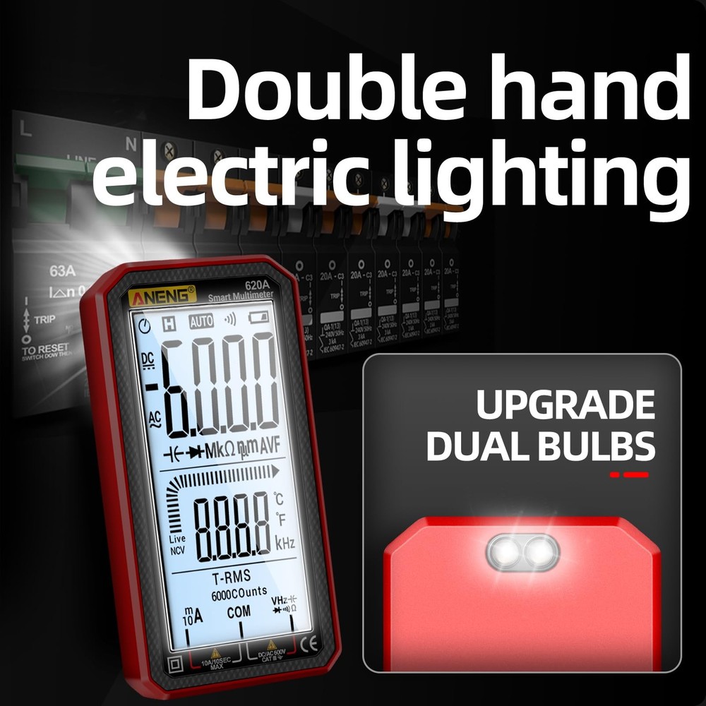 Digital Multimeter, Voltmeter Smart Electrical Tester 6000 Counts with LCD, M...