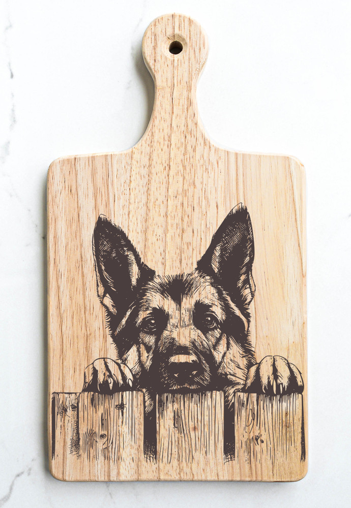 German Shepherd Cutting Cheese Board