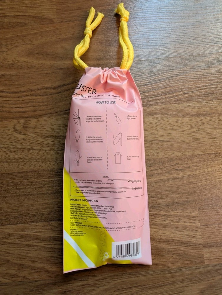 BeeSurg Pink Duster Refills Starter Kit Extended Handle 6 Pcs Dust Replacements