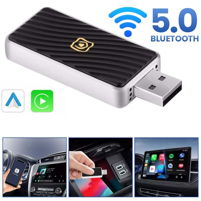 USB Wireless CarPlay Adapter for Apple iPhone &Android Auto Dongle Plug＆Play
