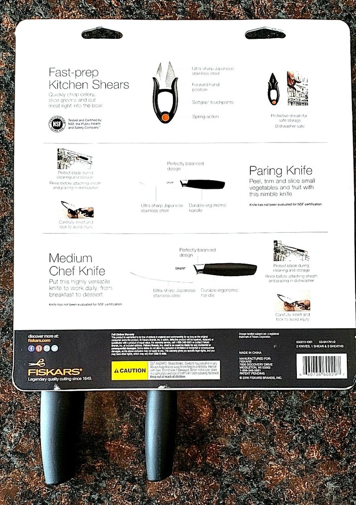 Fiskars 3 Piece Kitchen Cutting Essentials Set