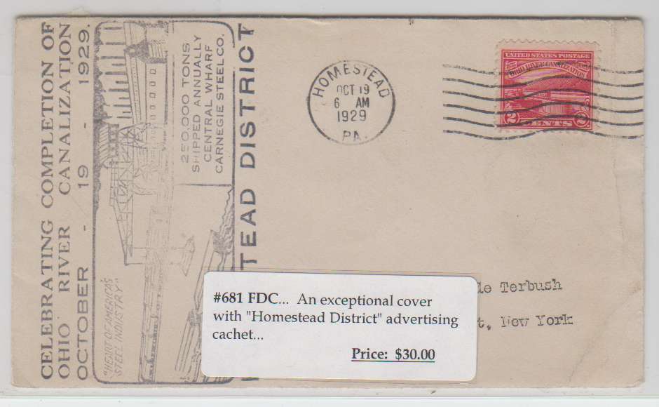 B7650: US #681 FDC with Homestead Cachet