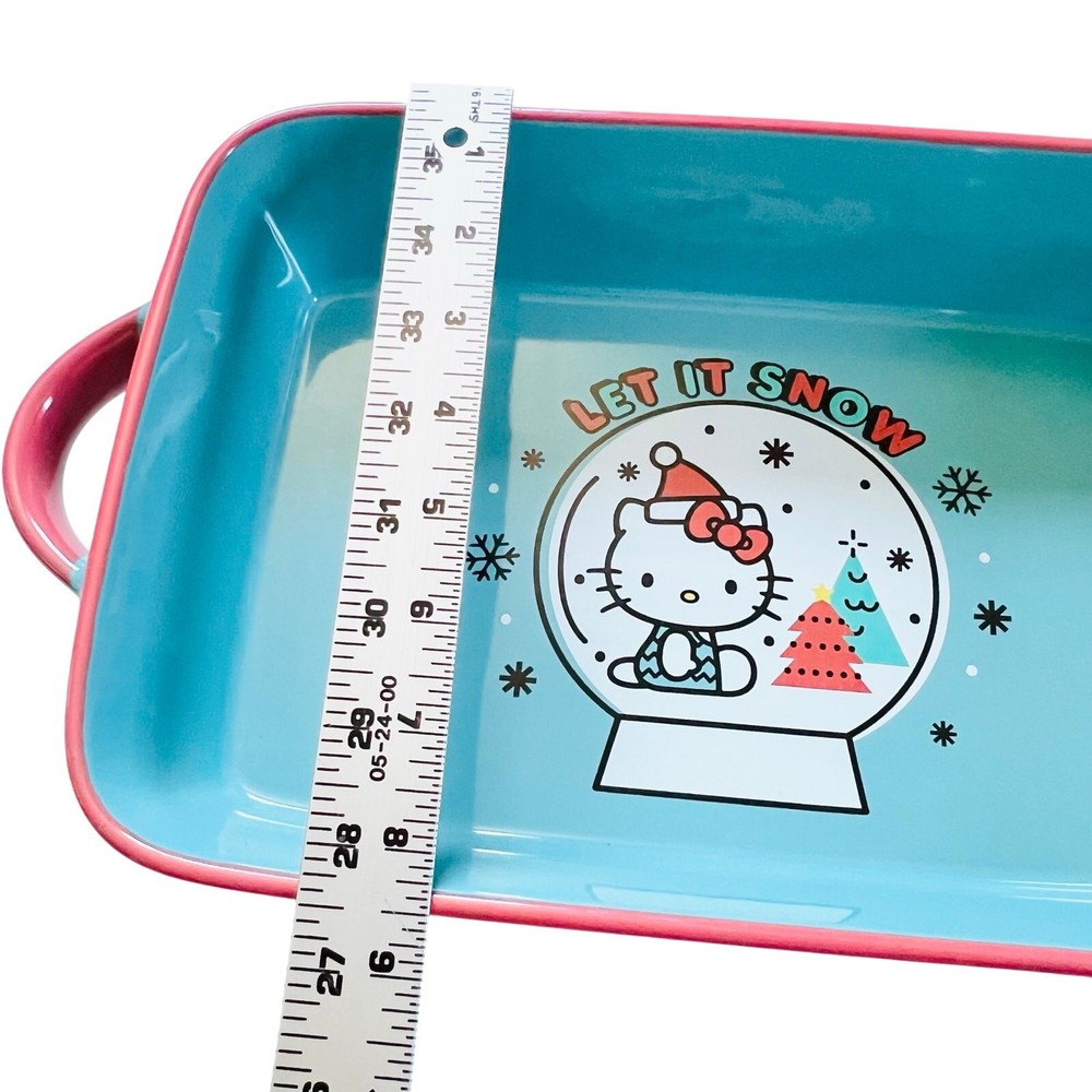 Hello Kitty Rectangular Baking Pan 12x8" Christmas Snow Globe Ceramic Casserole