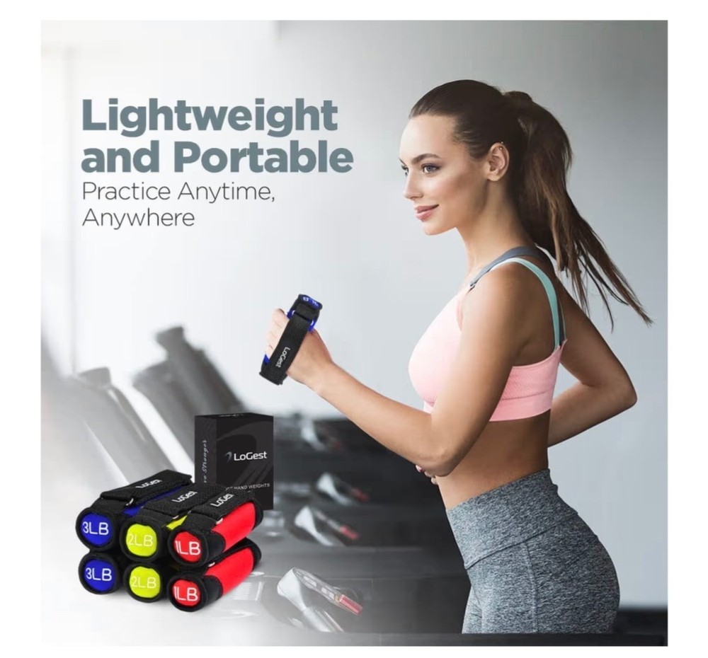 Soft Hand Weights Adjustable Straps - Comes in 1LB RED