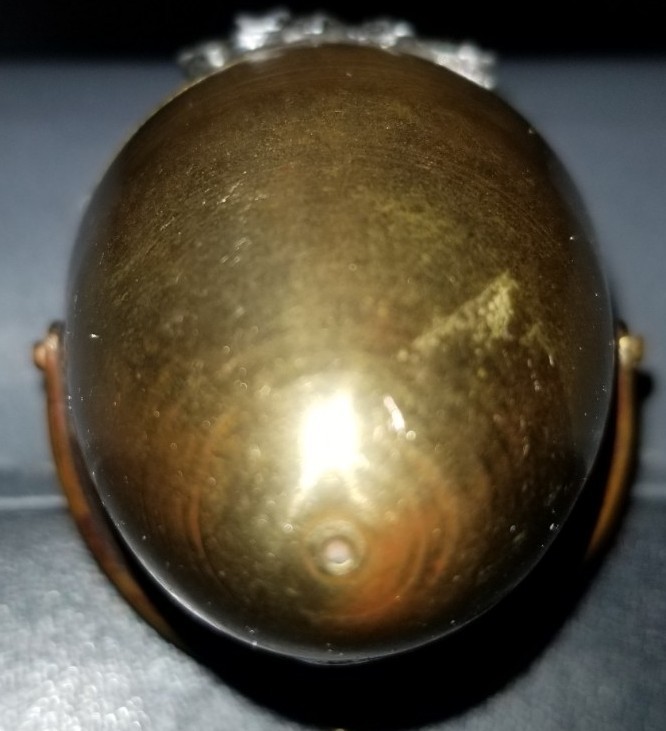 Antique Victorian Brass Egg Chataleine Thimble Needle Thread