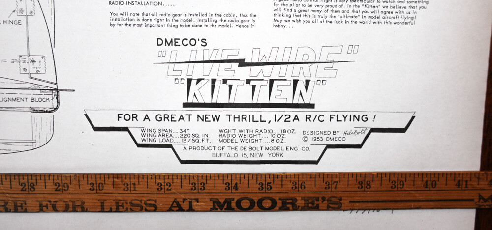 deBolt Live Wire KITTEN PLAN & RC UPDATE ARTICLE to 34" Electric Model Airplane