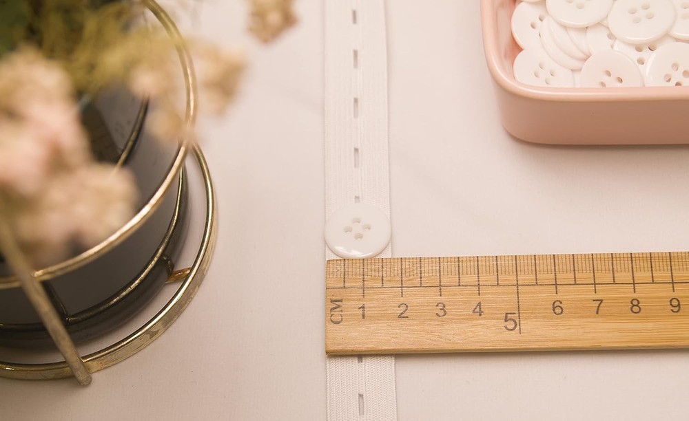 Flat Sewing Band Spool with Buttonholes, Elastic Stretchable, Ideal for DIY W...