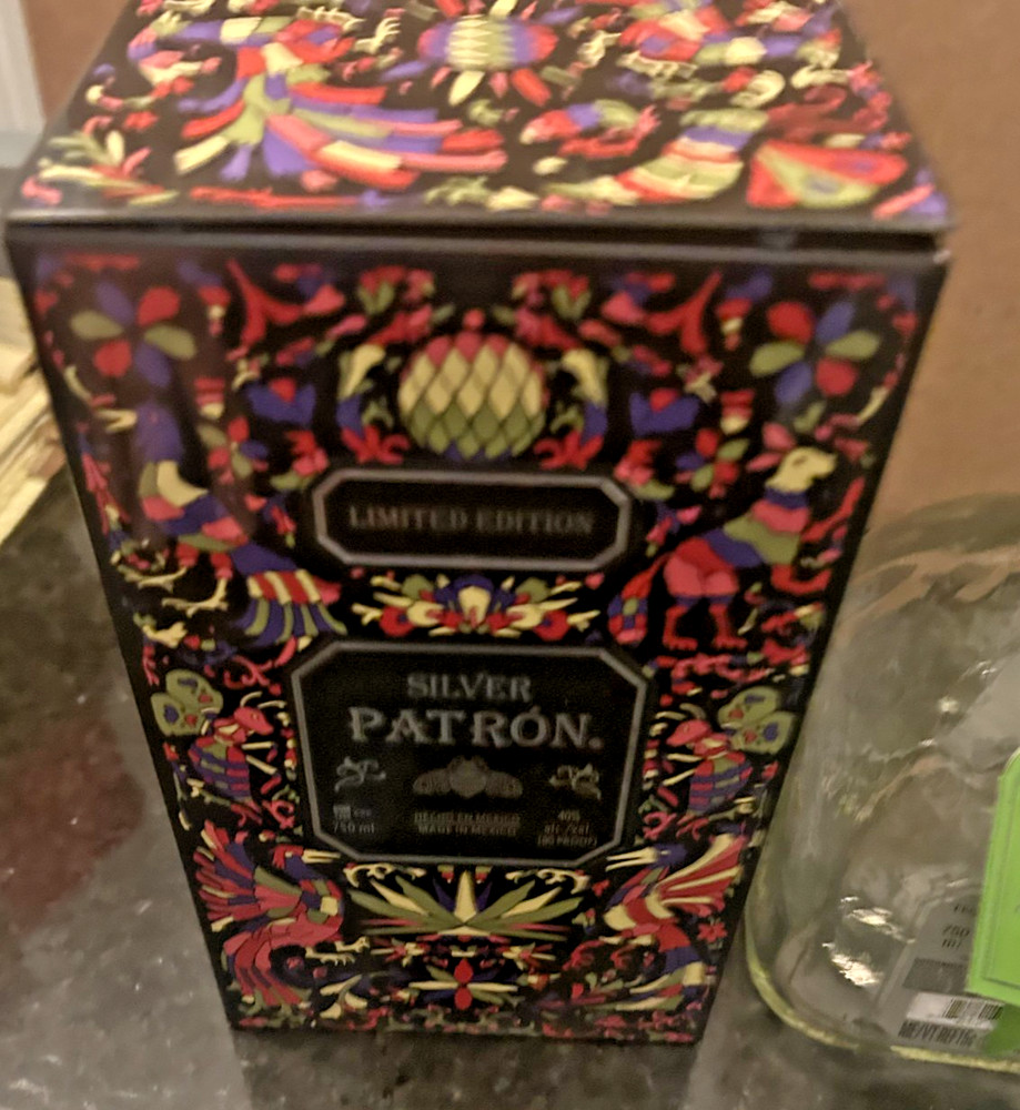 Patrón Silver Tequila Bottle Empty w Box Tin Collector Display Set