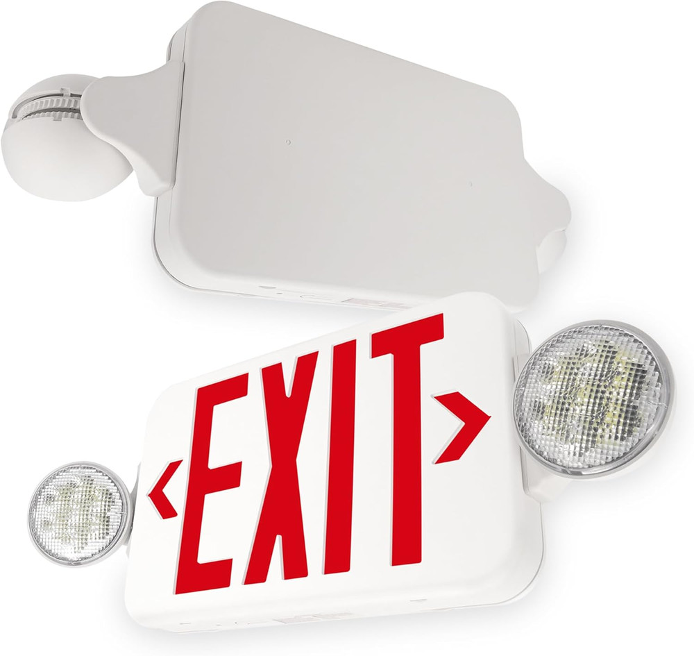 LFI Lights® Compact COMBO, UL 924 Listed Exit Sign with Emergency Lights, Red LE