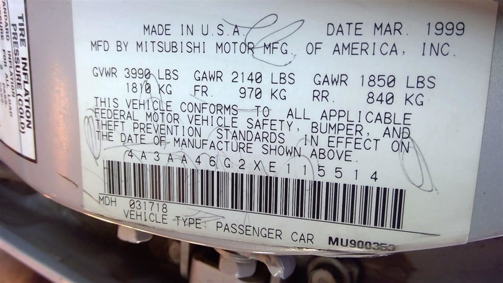 Engine ECM Electronic Control Module Right Hand Dash 2.4L Fits 99 GALANT 244950
