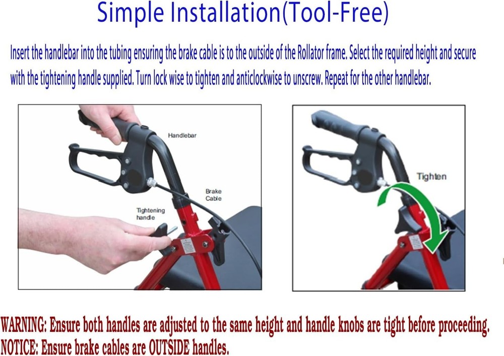 Adjustable Black Rollator Height Knob - Easy Install, Durable Aluminum Accessory