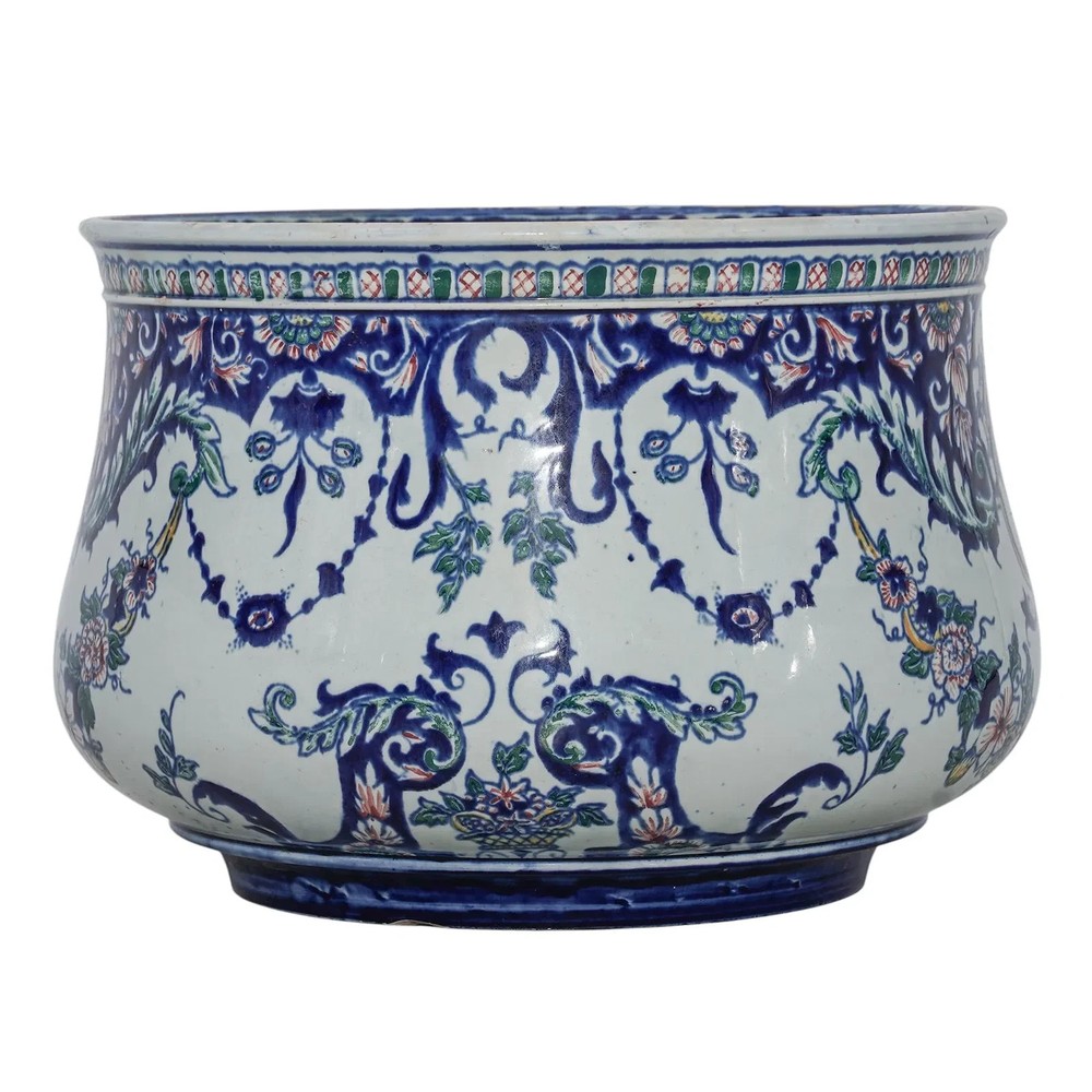 19th Cent. French Faience Cache Pot