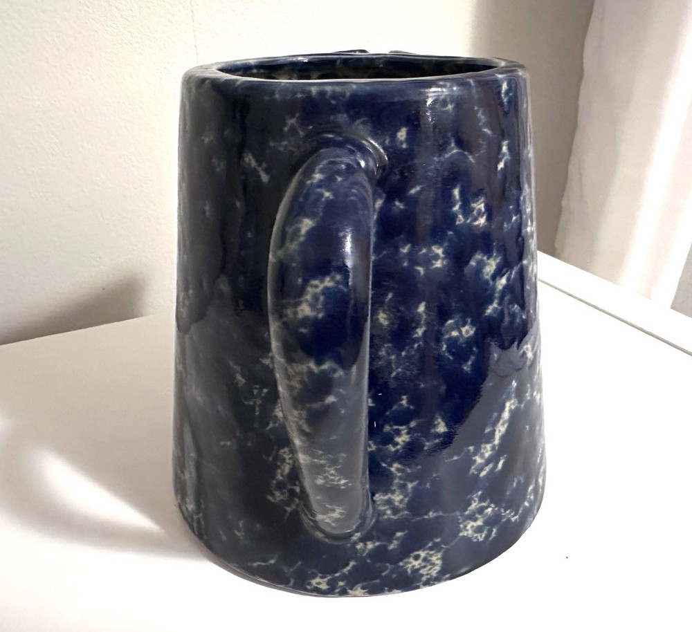 Speckled Blue And White Ceramic Pitcher With Handle