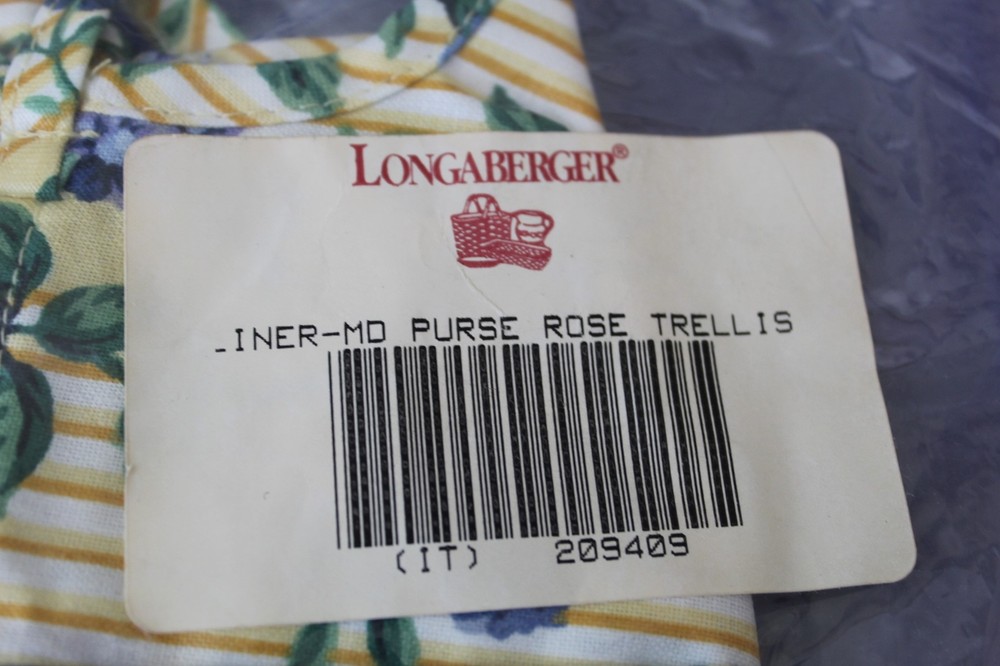 Longaberger Rose Trellis Rectangular Medium Purse Basket Liner #2094009 NEW