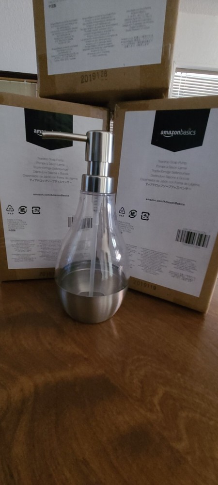 AmazonBasics 10 Ounce Soap Pump Pivoting Reusable Refillable NEW