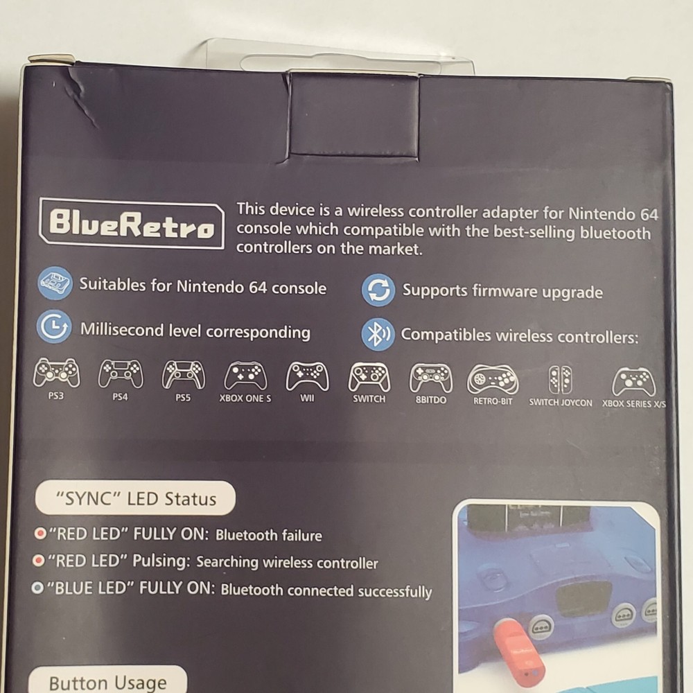 Nintendo 64 Bluetooth Controller Receiver BlueRetro. PS4/5, XBOX, Switch, Saturn