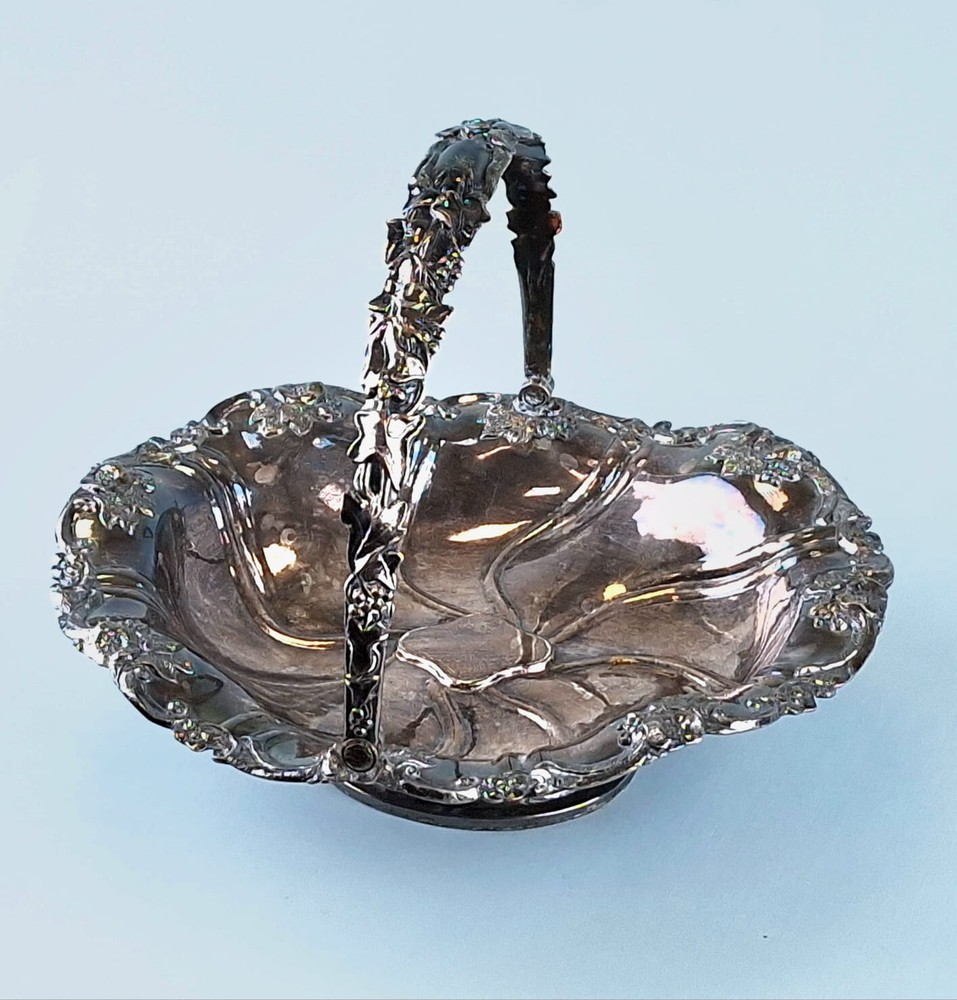 Antique Russian silver plated fruit bowl, 19thC