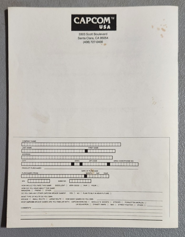 FINAL FIGHT Instruction Manual Video Game Kit 1989 CAPCOM