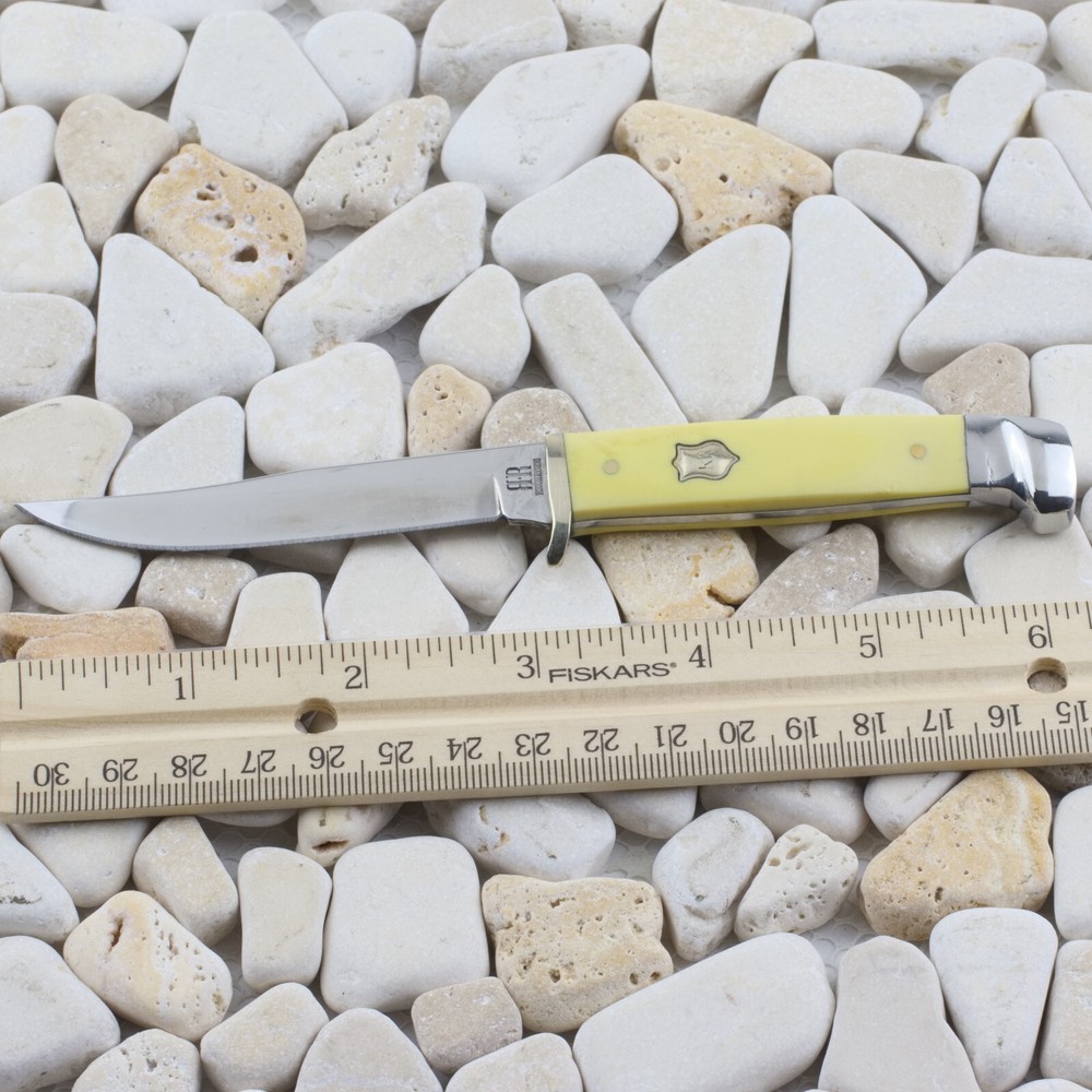 Rough Ryder Small Hunter Fixed Blade Knife RR1034 Yellow Smooth Handle