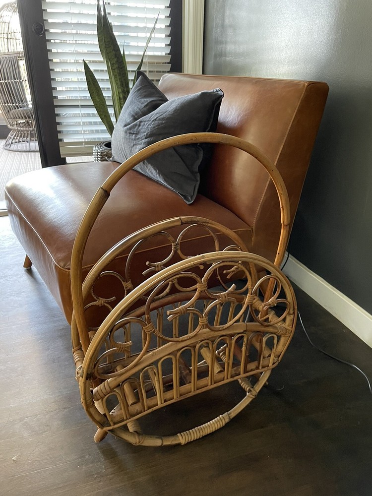 Vintage Bamboo Rattan Magazine Rack