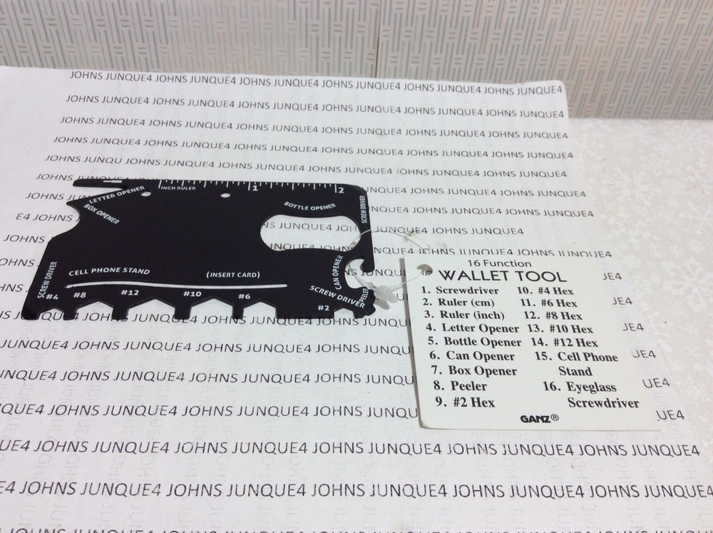 WALLET TOOL New w/tag 16 Function Black Perfect size for your wallet or purse!