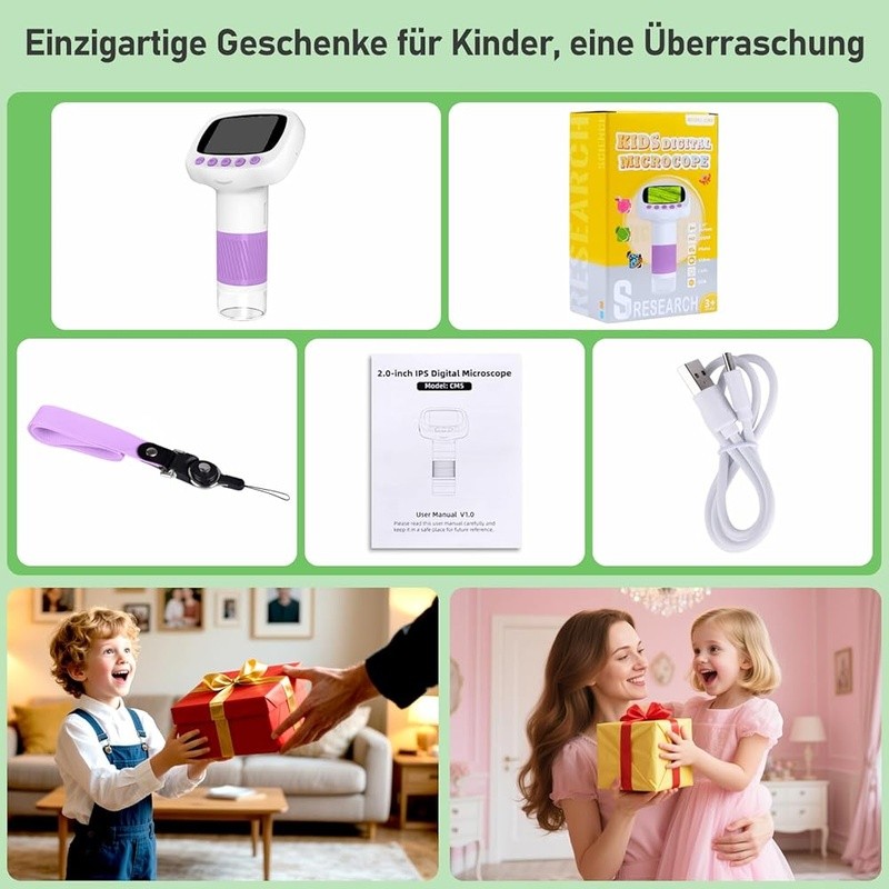 Kids Microscope 1000X USB Digital W/ LED Lights Exploration & Discovery