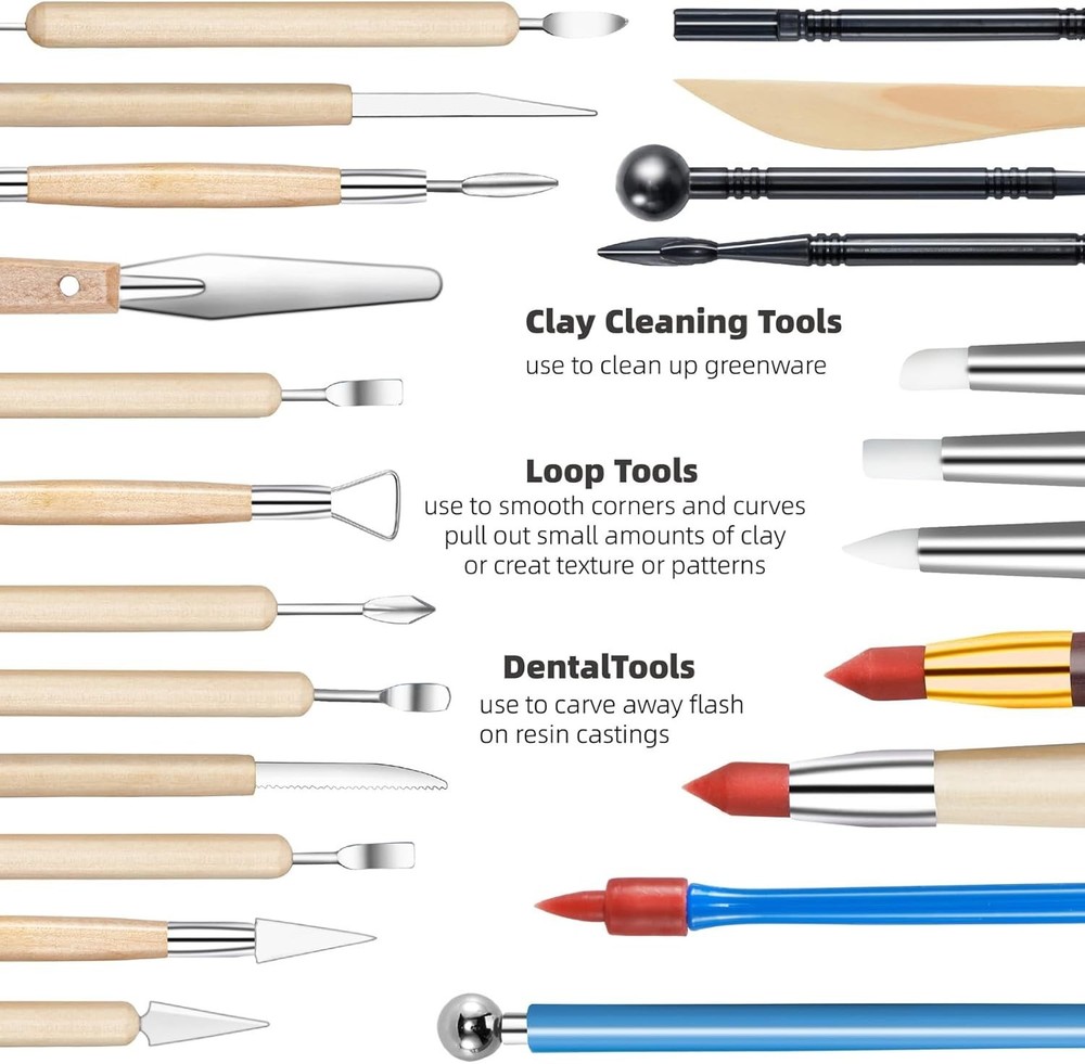44-Piece Pottery Tools Set with Carrying Case