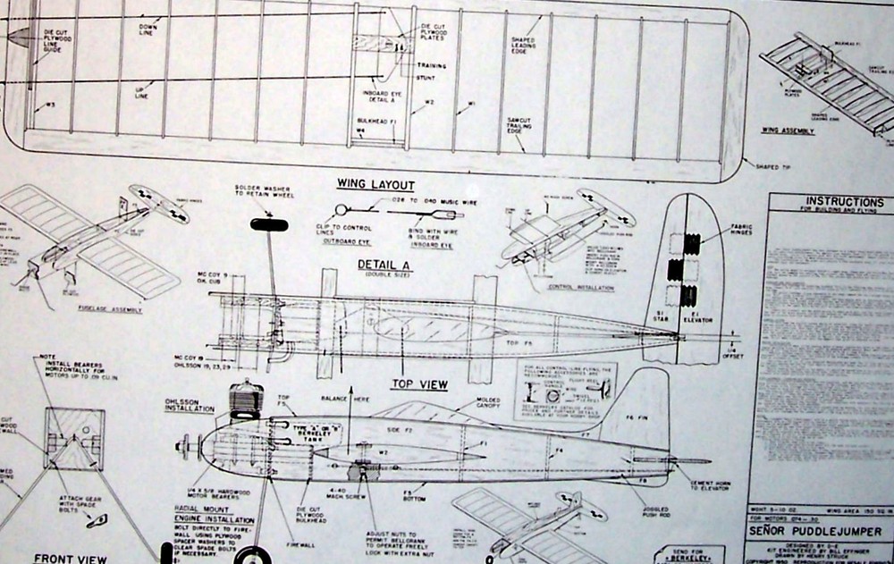 Berkeley PUDDLE JUMPER Sr & PROFILE 1/2A PLANS to Build TWO UC Model Airplanes
