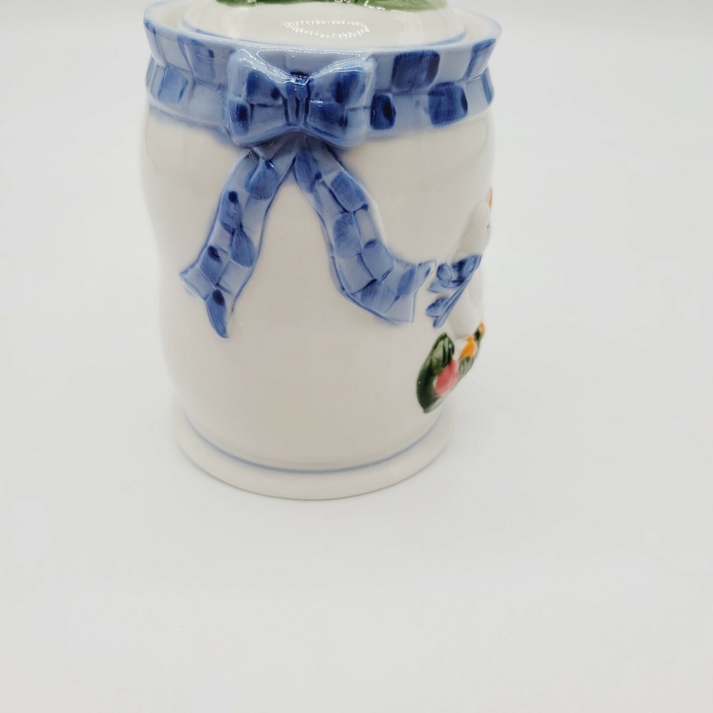 7" Tall Vintage Ceramic Duck Sugar Container With Flowers