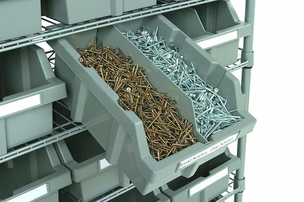 Shelf Storage System With Bins Garage Pantry Shed Tool Organizer with Wheels Big