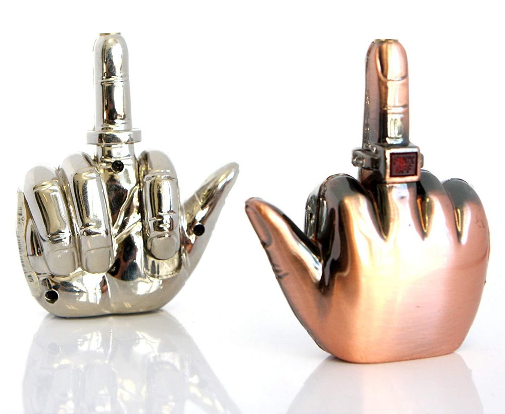 1 Novelty Shooting Flame Middle Finger, Butane Refillable Lighter