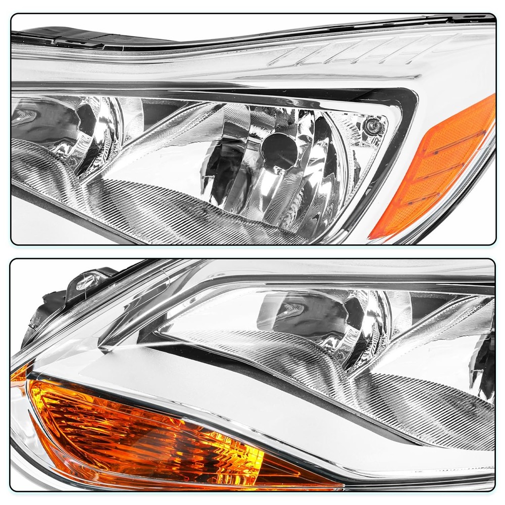 Headlight Assembly for 2012-2014 Ford Focus Chrome Housing Left Driver Side