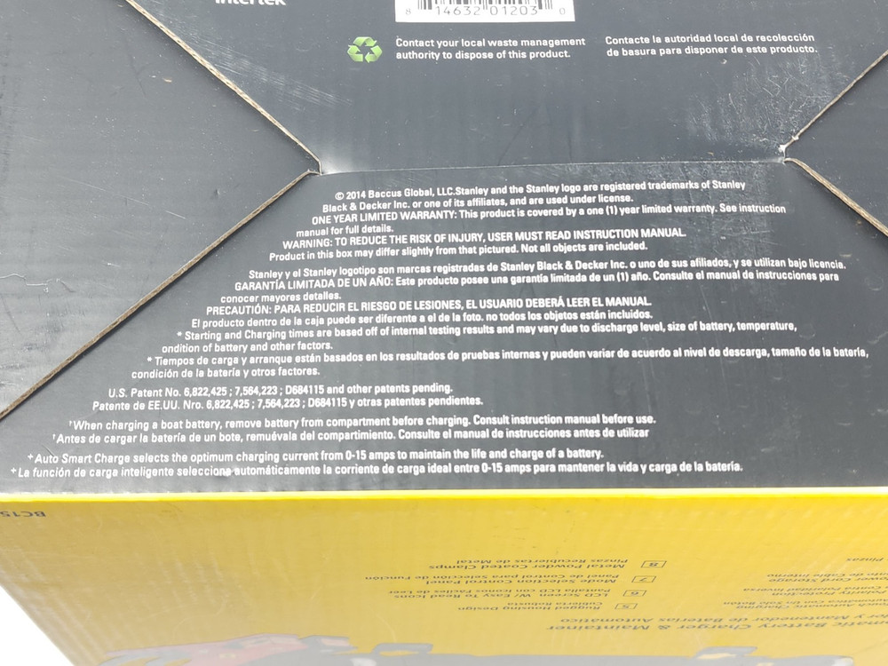 Stanley Re-ChargeIt 15 Amp Automatic Battery Charger & Maintainer 40 Amp Start