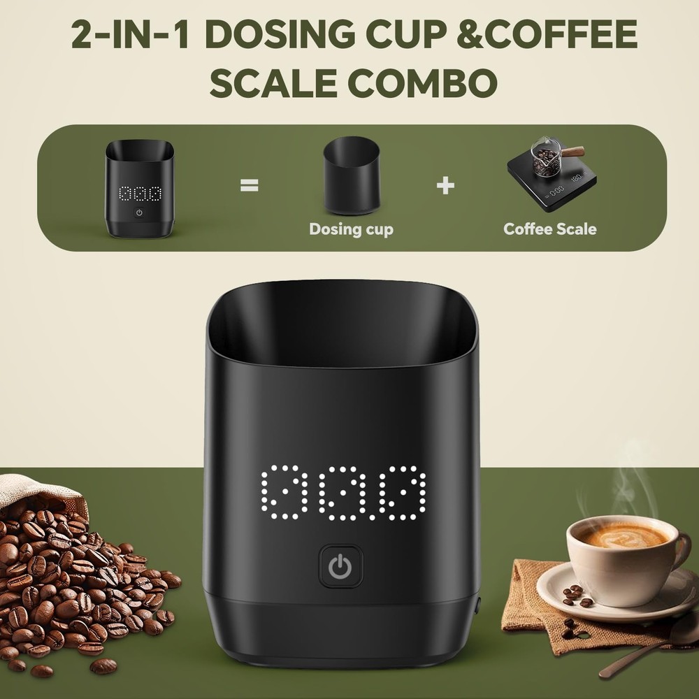 Digital Coffee Bean Dosing Cup for Espresso with LED Scale - High Precision C...
