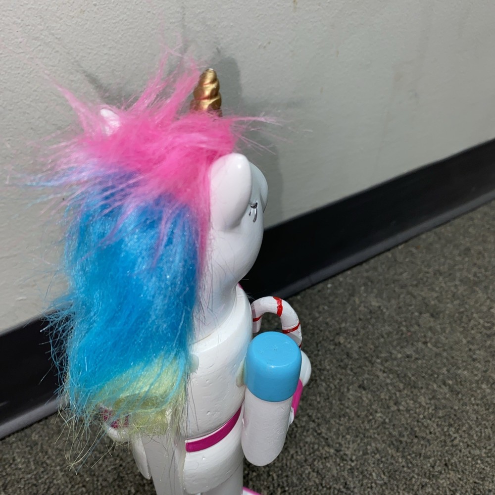 UNICORN Nutcracker Candy Cane PINK 13” Tall