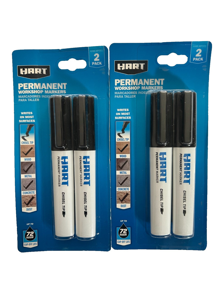 2 Packs Hart Chisel Tip Permanent Workshop Markers 2 per pack(4 total)