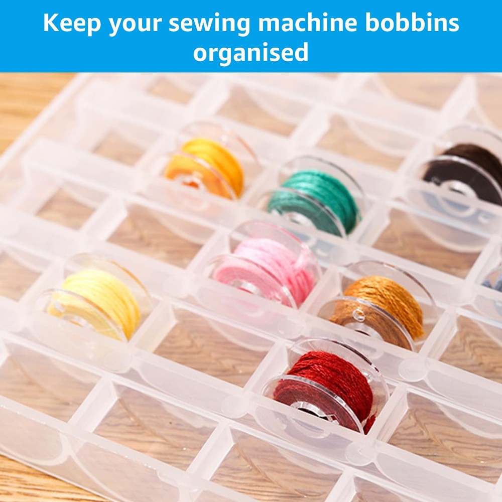 12 PCS Plastic Empty 25 Slot Bobbin Storage Case Transparent Organizer Box