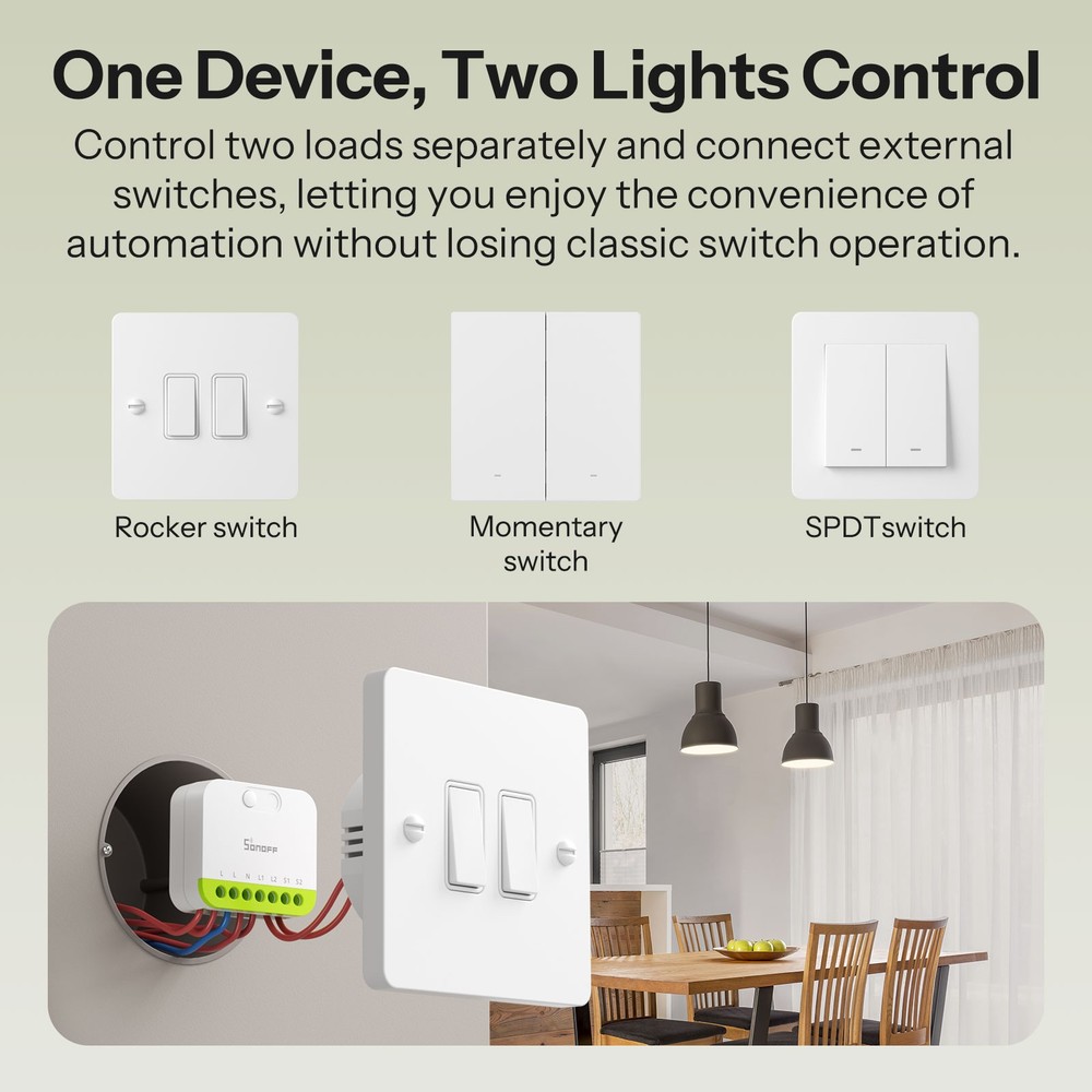 SONOFF MINI DUO Dual-Load Zigbee Smart Switch Extreme Module Intelligent Control